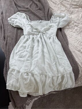 Altar'd State White Puff Sleeve Cotton Dress for Girls